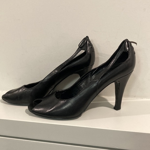 ALDO Leather Black Peep Toe Heels 37 - Picture 8 of 15